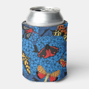 Moths on blue hydrangea can cooler