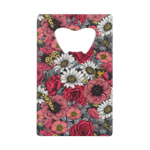 Moths on flower mix in red and grey