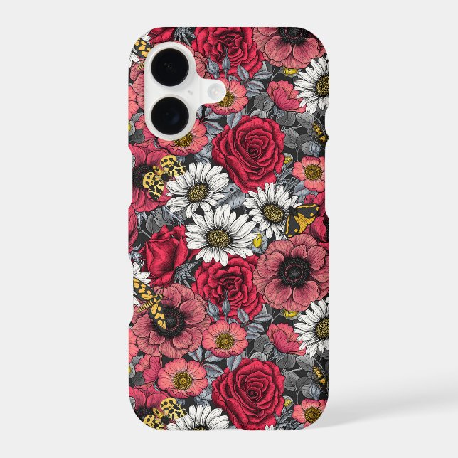 Moths on flower mix in red and grey (Back)
