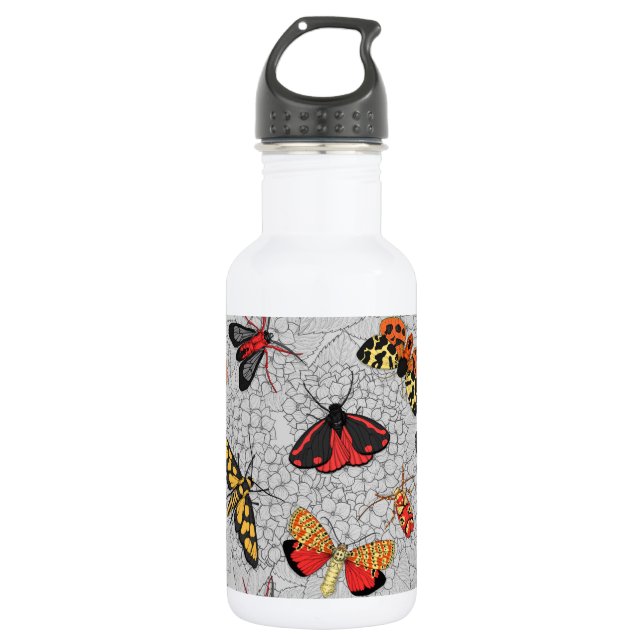 Moths on hydrangea 532 ml water bottle (Front)