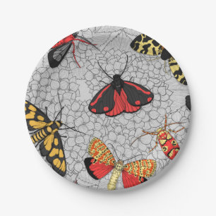 Moths on hydrangea paper plate