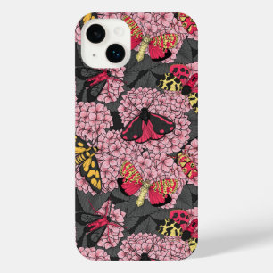 Moths on pink hydrangea iPhone 14 plus case