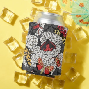 Moths on white hydrangea can cooler