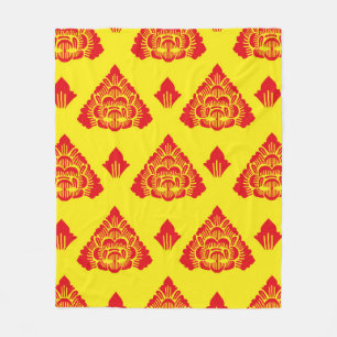 Motif Bali, Indonesia. with modern colours. Vintag Fleece Blanket