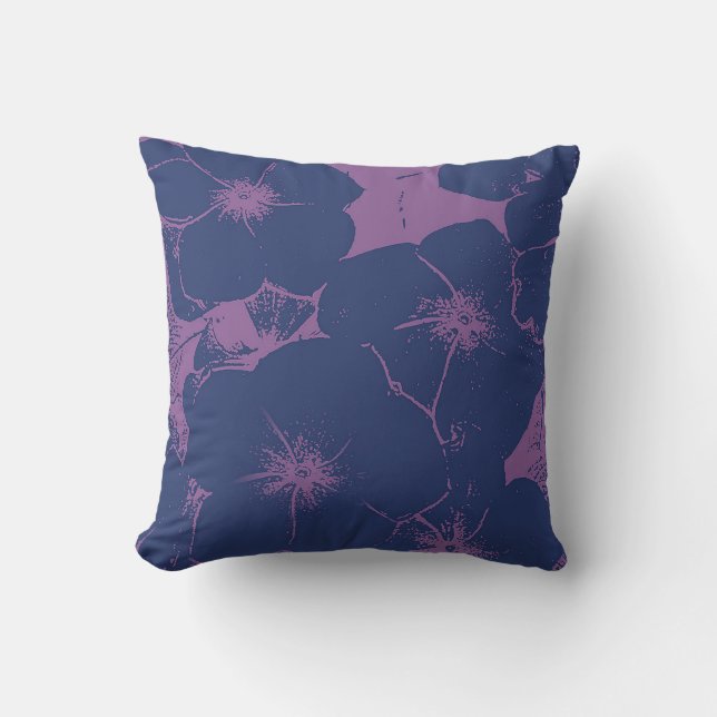 Motif Blue Mauve Floral Cushion (Front)