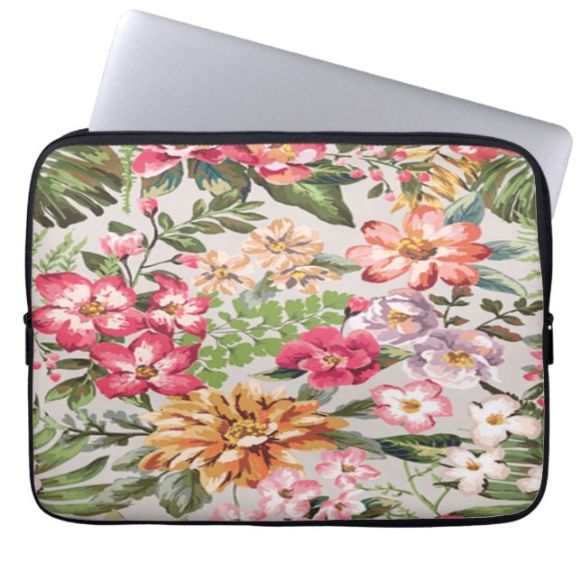 motif de fleurs rétro aquarelle sans soudure  laptop sleeve (Front)
