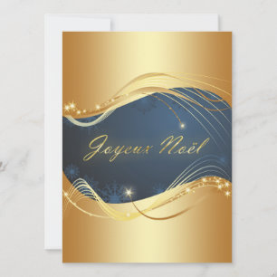 Motif de Noël or avec fond bleu Holiday Card