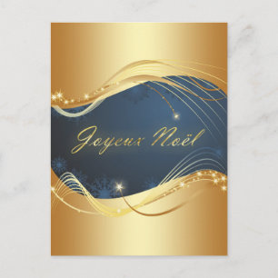 Motif de Noël or avec fond bleu Holiday Postcard