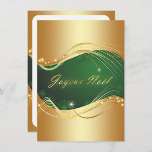 Motif de Noël or avec fond vert Holiday Card