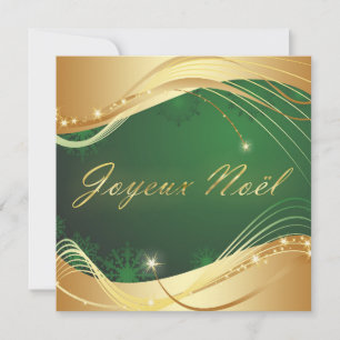 Motif de Noël or avec fond vert Holiday Card