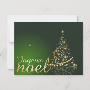 Motif de Noël vert avec arbre de Noël doré Invitation
