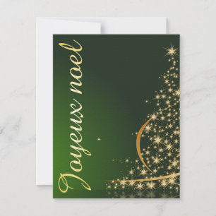 Motif de Noël vert avec arbre de Noël doré Invitation