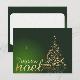 Motif de Noël vert avec arbre de Noël doré Invitation
