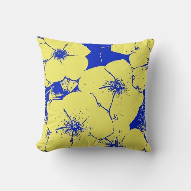 Motif Floral Sunny Yellow Blue Cushion (Front)