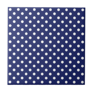 Motif Peas Blanc Marine Blue Ceramic Tile