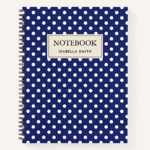 Motif Peas Blanc Marine Blue Notebook