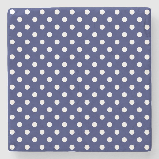 Motif Peas Blanc Marine Blue Stone Coaster (Front)
