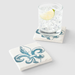 Motif Seigneur Francais Peuple Québec Fleur de Lys Stone Coaster