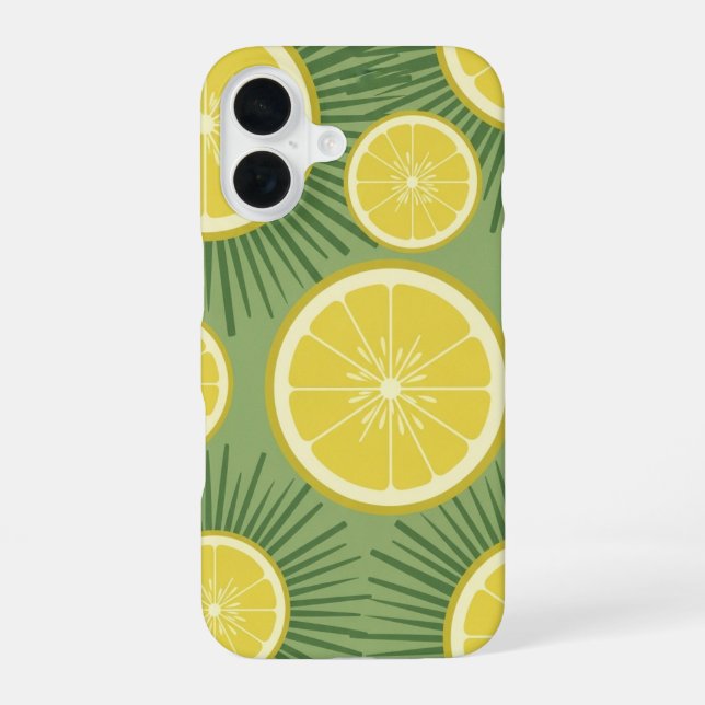 Motif Soleil Citron Vintage iPhone 16 Case (Back)