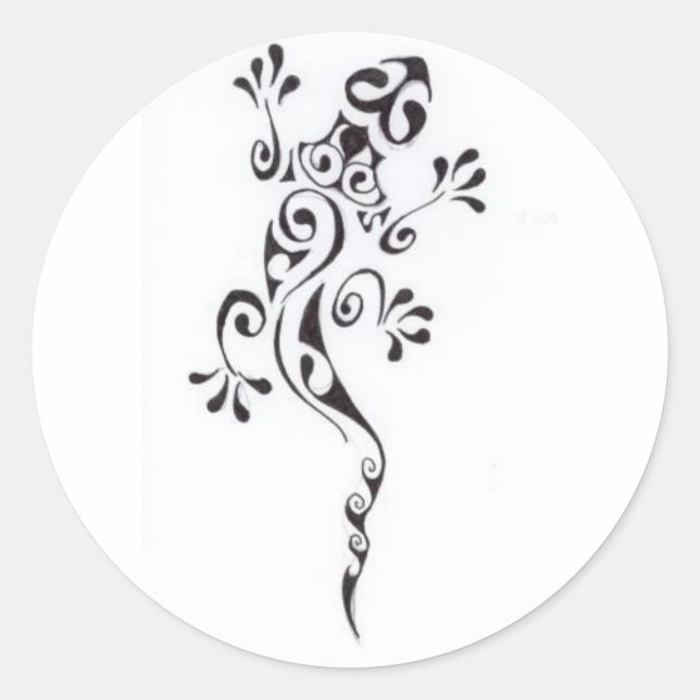 Motif-tatouage-lezard-polyn-sien Classic Round Sticker (Front)