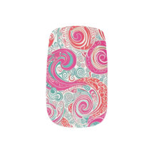 Motifs 70s vintage swirls retro green pink white
