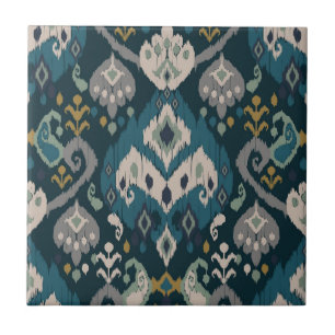 Motifs African boho paisley Floral Ikat pattern Ceramic Tile