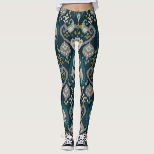 Motifs African boho paisley Floral Ikat pattern Leggings