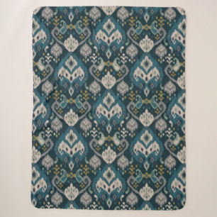 Motifs African boho paisley Floral Ikat pattern Sherpa Blanket
