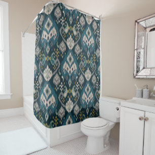 Motifs African boho paisley Floral Ikat pattern Shower Curtain