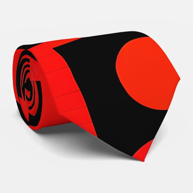 Motion graphics circle Red Geometric Pattern Tie (Rolled)