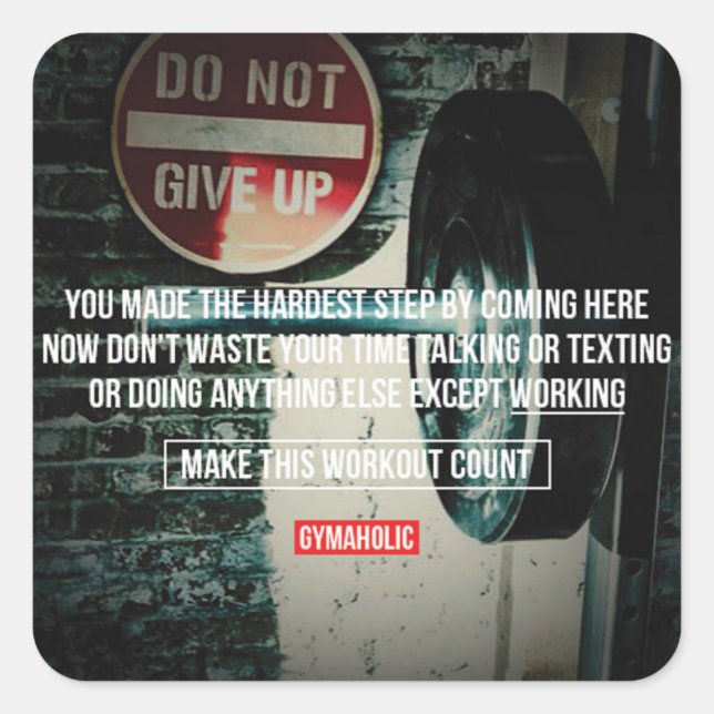 Motivaitonal Fitness Gym Square Sticker (Front)