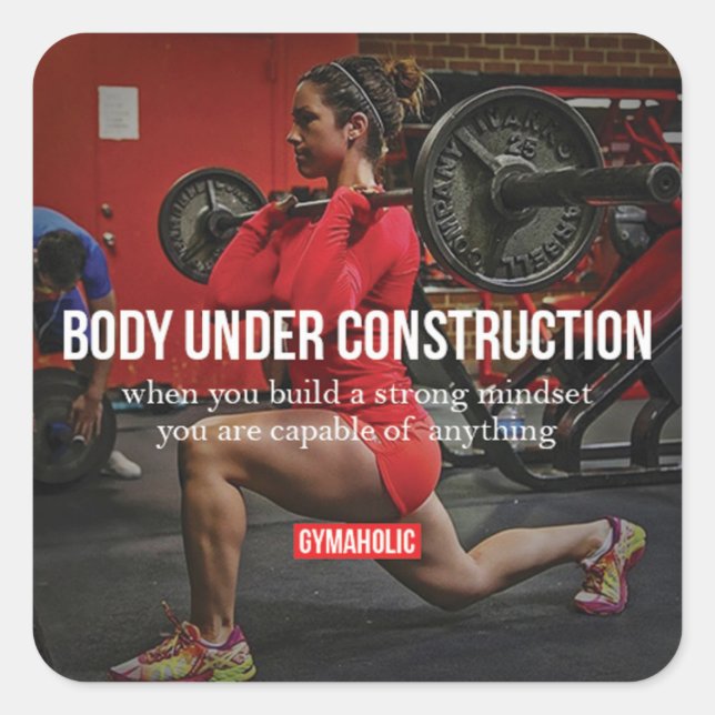 Motivaitonal Fitness Gym Square Sticker (Front)