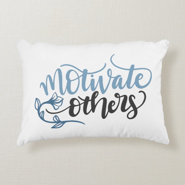 Motivate Others Blue Accent Throw Pillow (Front)