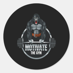 Motivate The Gym Gorilla Beast Workout Bodybuildin Classic Round Sticker