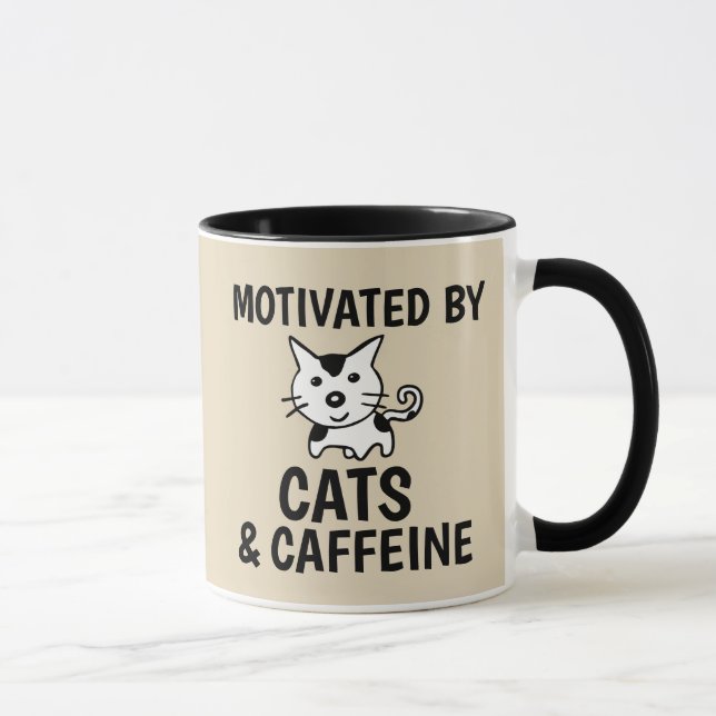 MOTIVATED BY CATS AND CAFFEINE CAT COFFEE MUGS (Right)