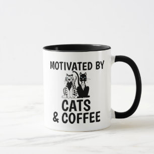 MOTIVATED BY CATS AND COFFEE CAT COFFEE MUGS