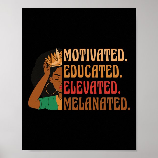 Motivated Educated Elevated Melanated Black Histor Poster (Front)
