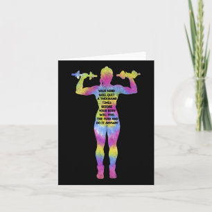 Motivating Fitness Woman Bodybuilding Gym Tie Dye  Card