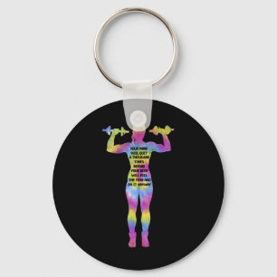 Motivating Fitness Woman Bodybuilding Gym Tie Dye Key Ring