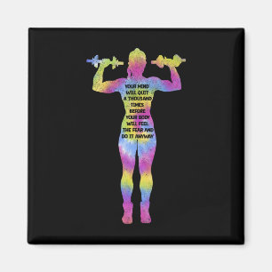 Motivating Fitness Woman Bodybuilding Gym Tie Dye Magnet