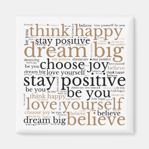 Motivating Phrases WordArt Pattern Black Gold Magnet