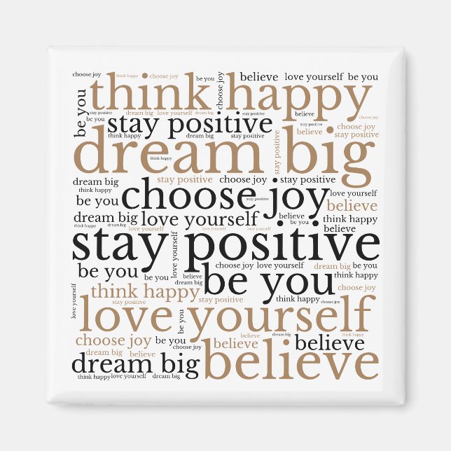 Motivating Phrases WordArt Pattern Black Gold Magnet (Front)