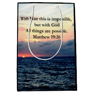 MOTIVATING SUNRISE MATTHEW 19:26 PHOTO DESIGN MEDIUM GIFT BAG