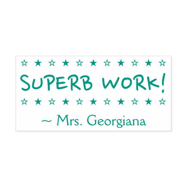 Motivating "SUPERB WORK!" Educator Rubber Stamp (Design)