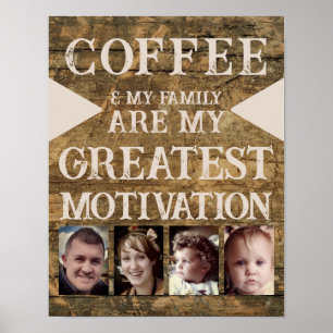 Motivation coffee family 4 photo brown beige poster