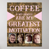 Motivation coffee family 4 photo brown pink