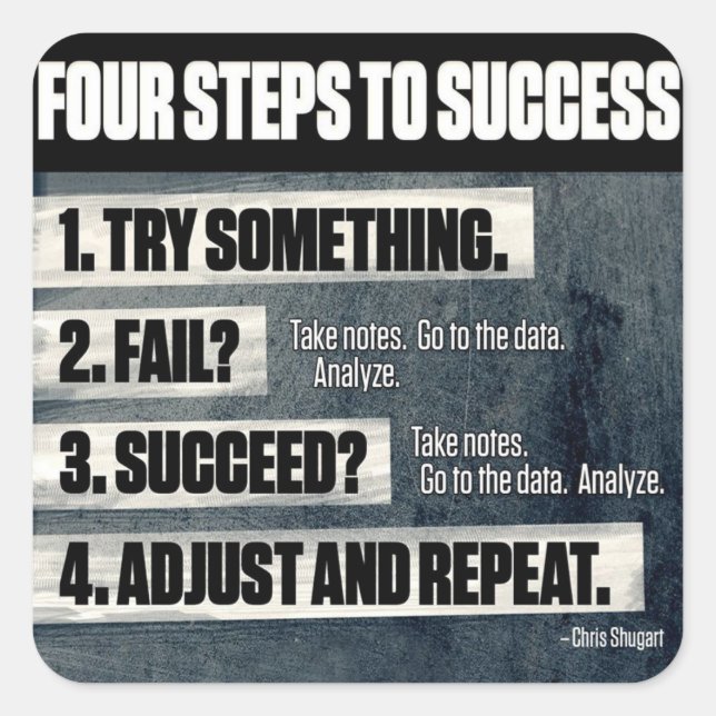 Motivation - Four Steps To Success - Inspirational Square Sticker (Front)