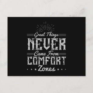 Motivation Great Things in Comfort Zone Postcard