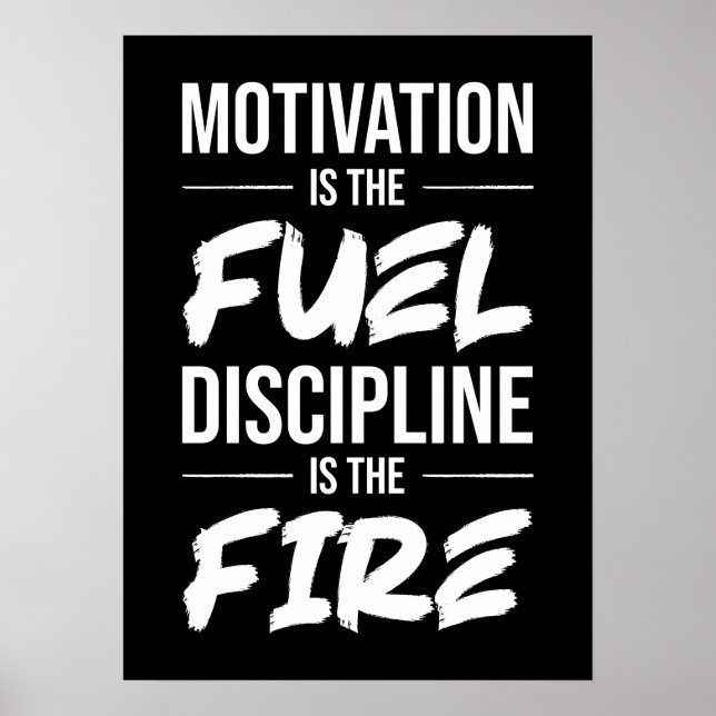 Motivation Is Fuel, Discipline Is Fire - Success Poster (Front)