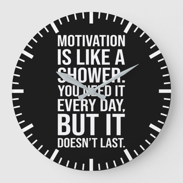 Motivation is Like a Shower Quote – Funny  Large Clock (Front)